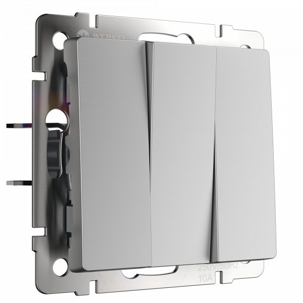 W1130006/ Выключатель трехклавишный (серебряный) W1130006