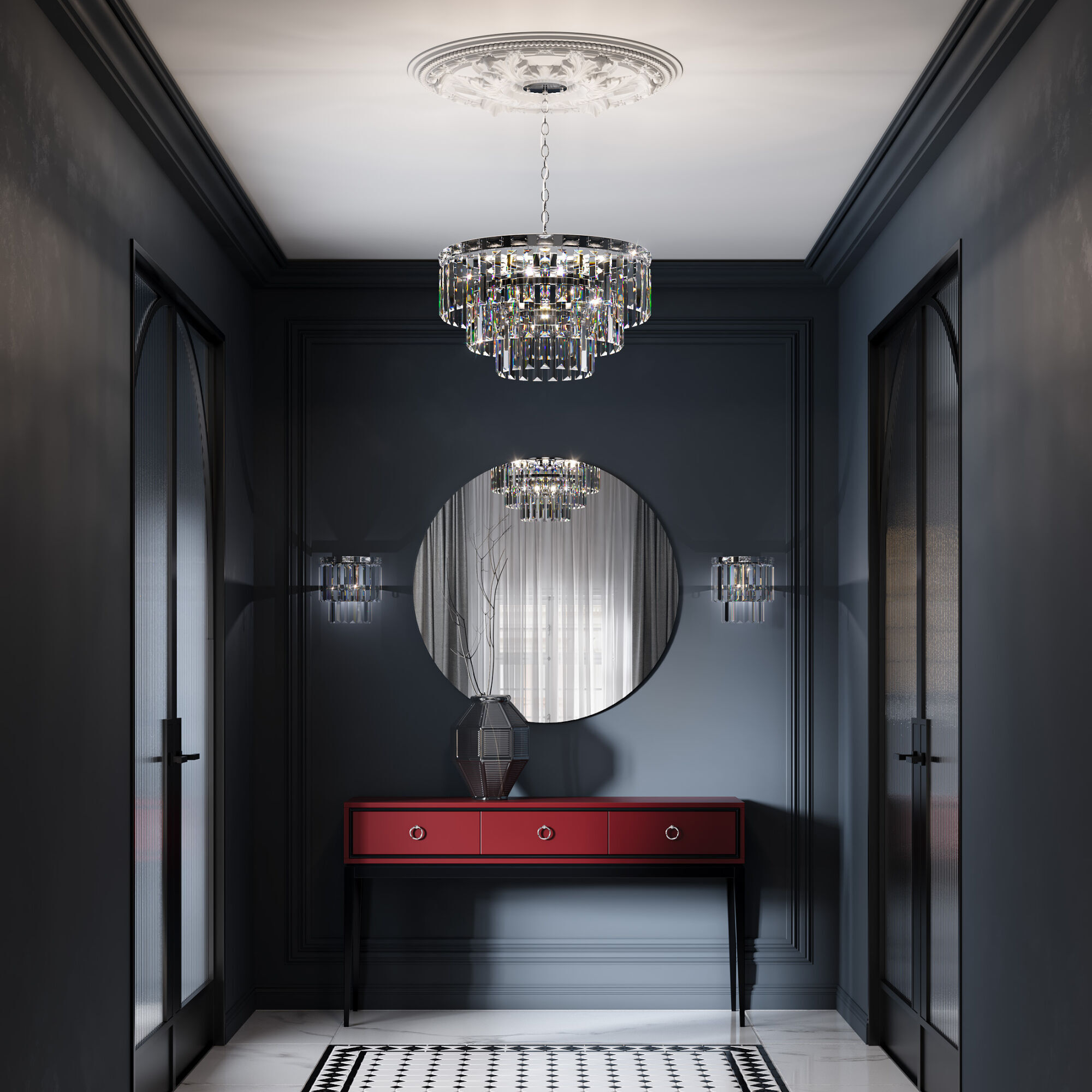 Умная подвесная люстра с хрусталем Eurosvet Elegante 10130/8 хром. Фото 5