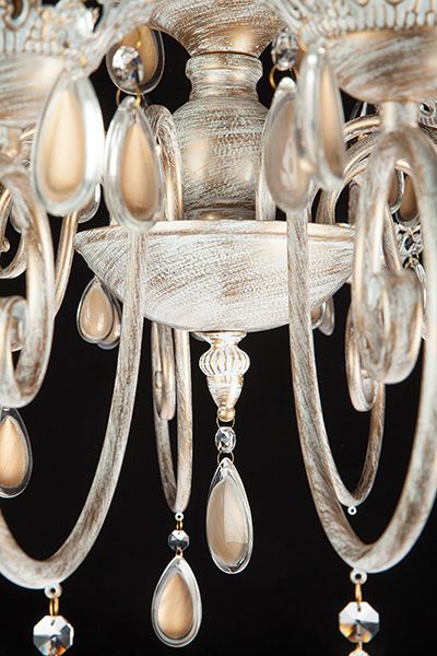 Люстра подвесная с декором из стекла 10009/12 белый с золотом. Фото 7
