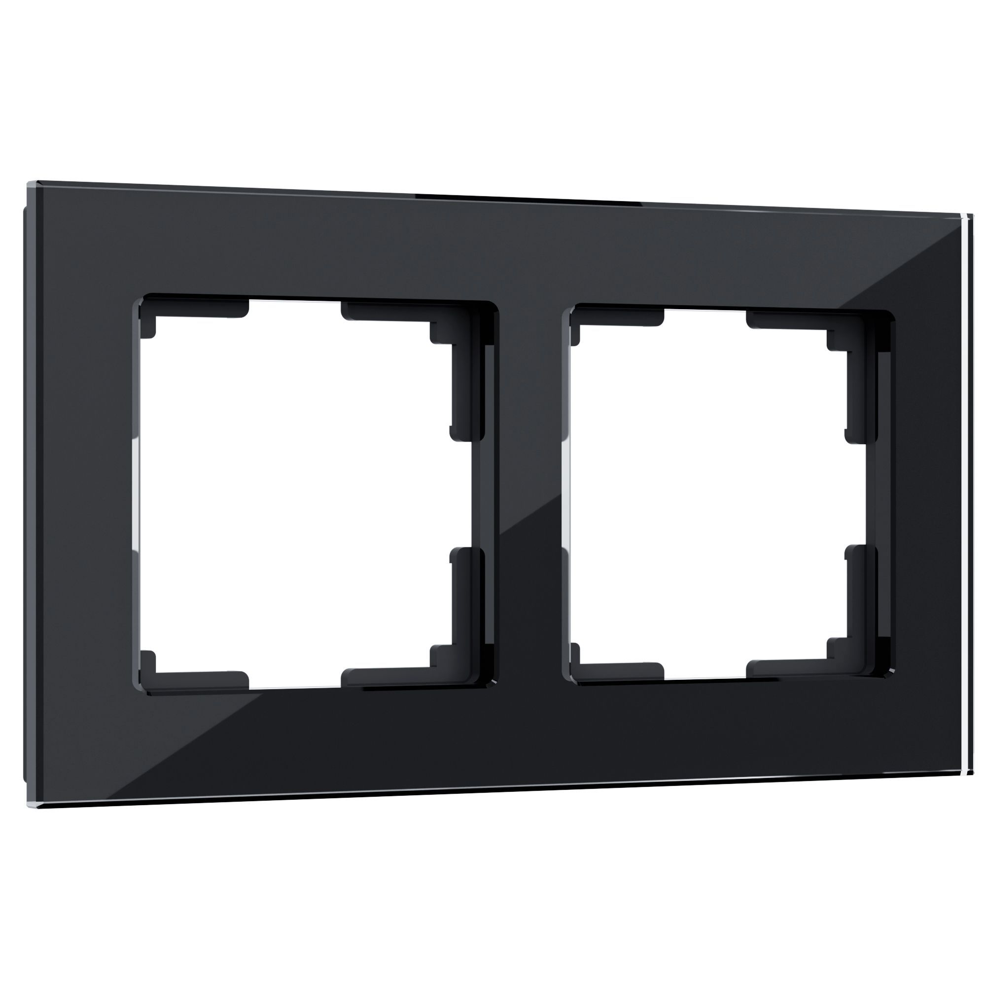 Рамка из стекла на 2 поста Favorit черный Werkel Favorit черный W0021108. Фото 1
