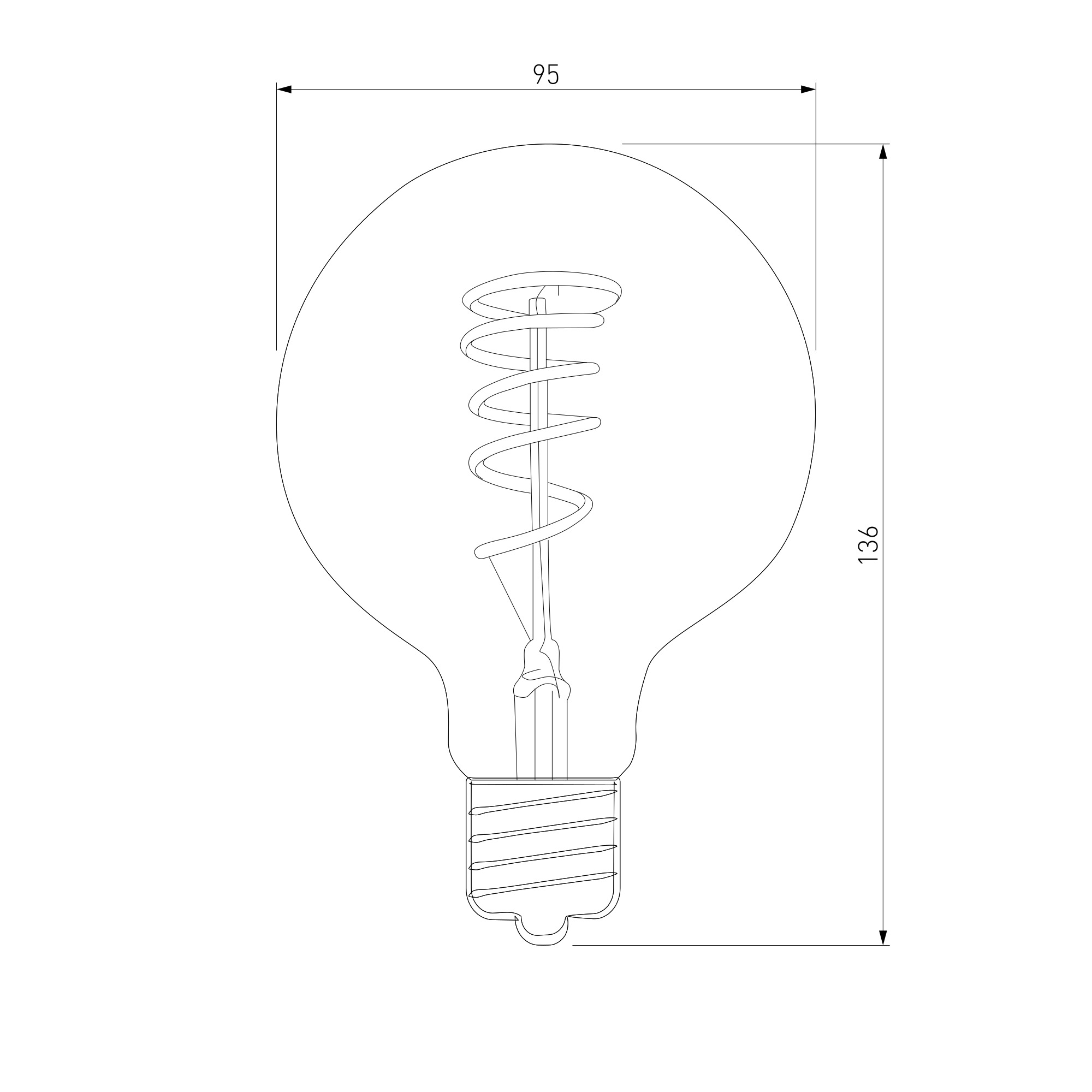Филаментная светодиодная лампа Dimmable G95 5W 2700K E27 тонированная BLE2747 - вид 3