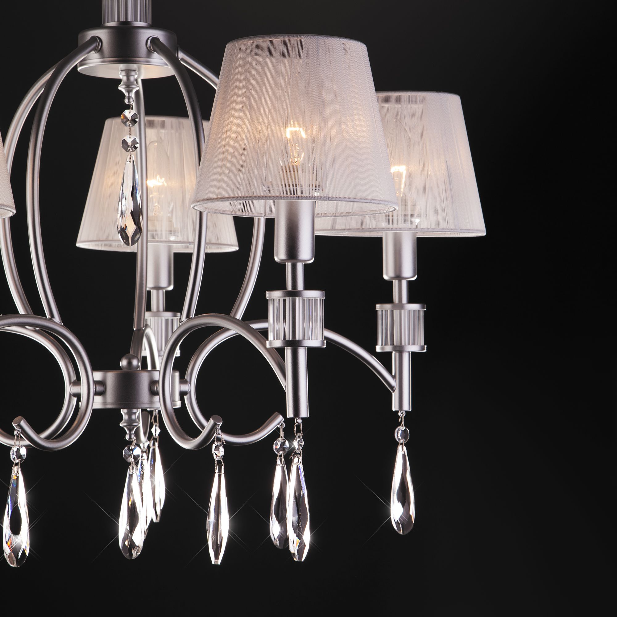 Классическая люстра с абажурами Eurosvet Capri 60092/5 серебро. Фото 3