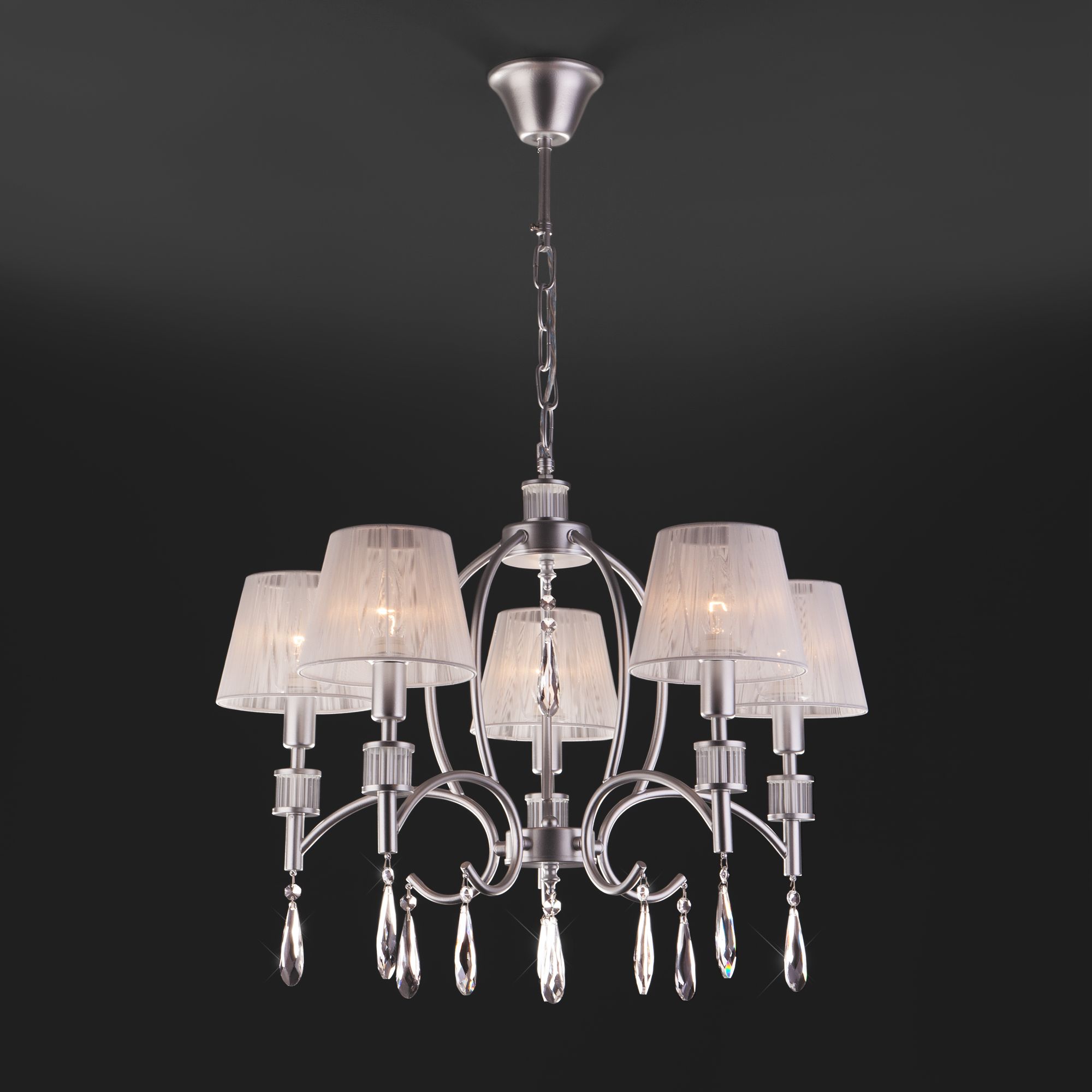 Классическая люстра с абажурами Eurosvet Capri 60092/5 серебро. Фото 2