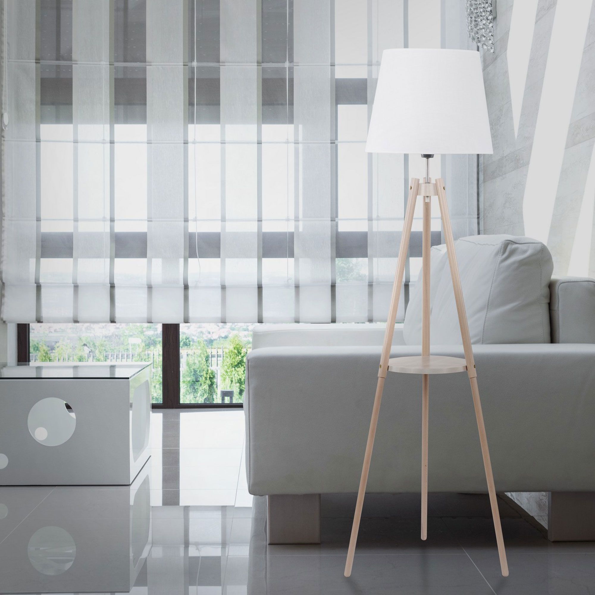 Торшер на треноге светлое дерево TK Lighting lozano 1090 lozano. Фото 3