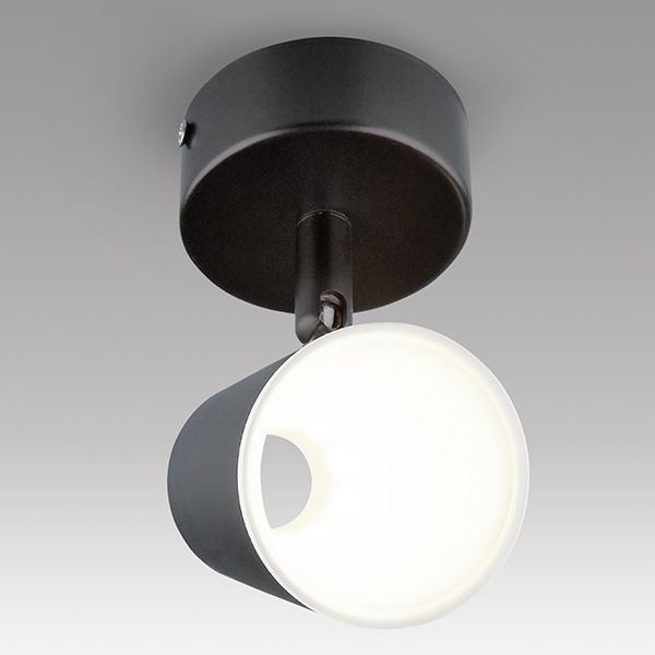 Настенно-потолочный светодиодный светильник DLR025 5W 4200K черный матовый. Фото 1