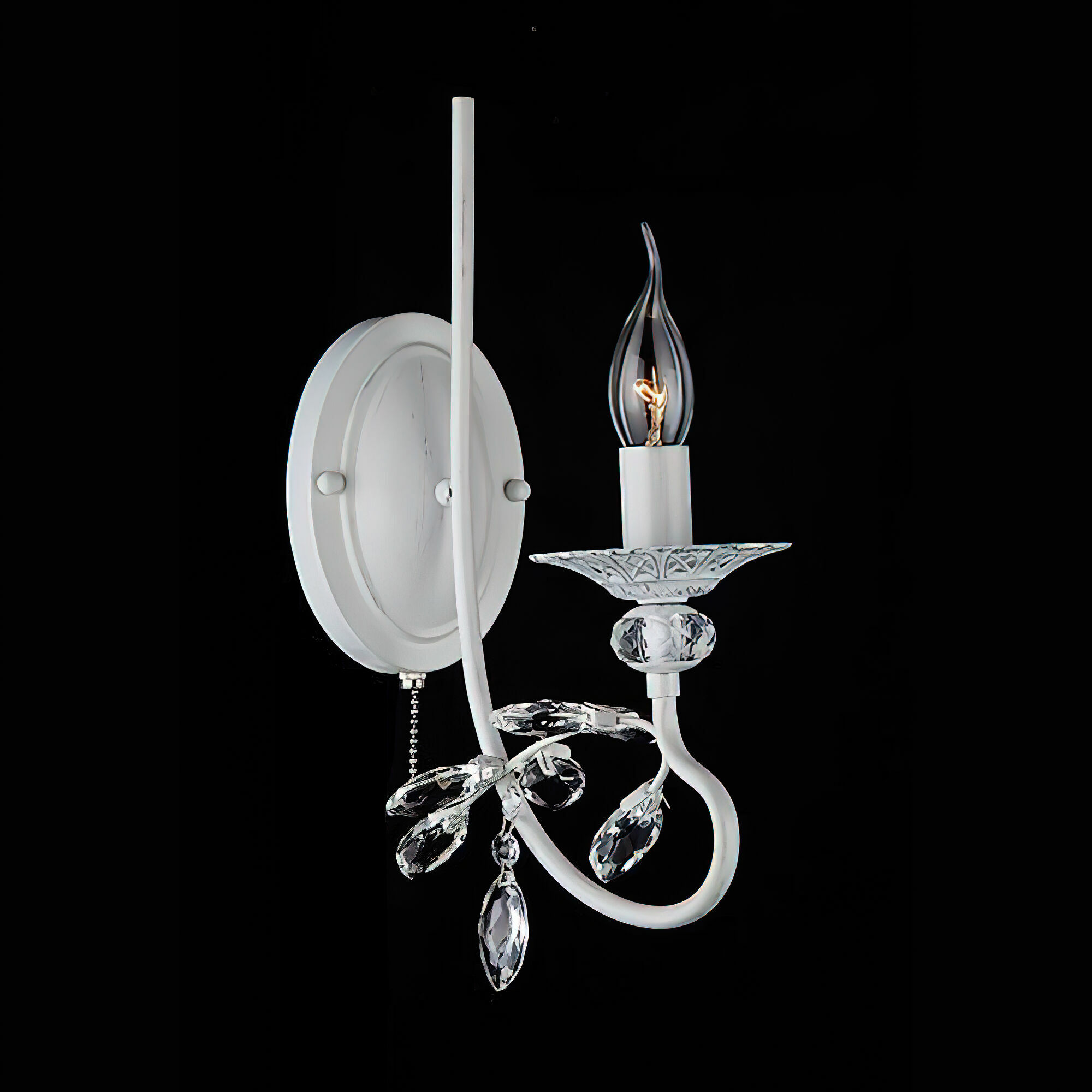Настенный светильник с хрусталем 60057/1 белый с серебром