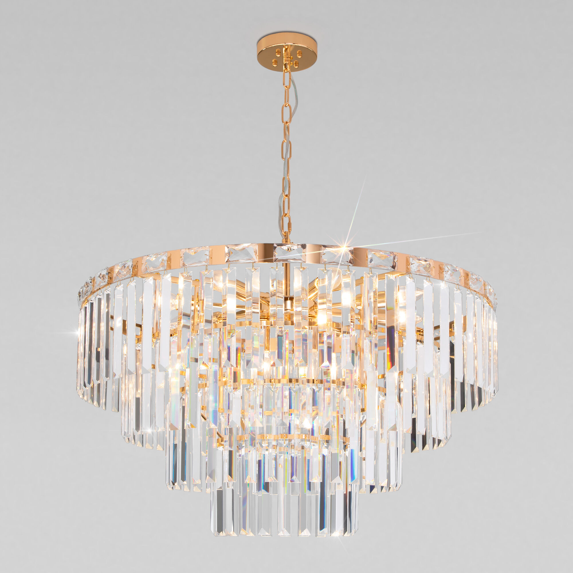 Подвесная хрустальная люстра Eurosvet Elegante 10130/10 золото. Фото 1