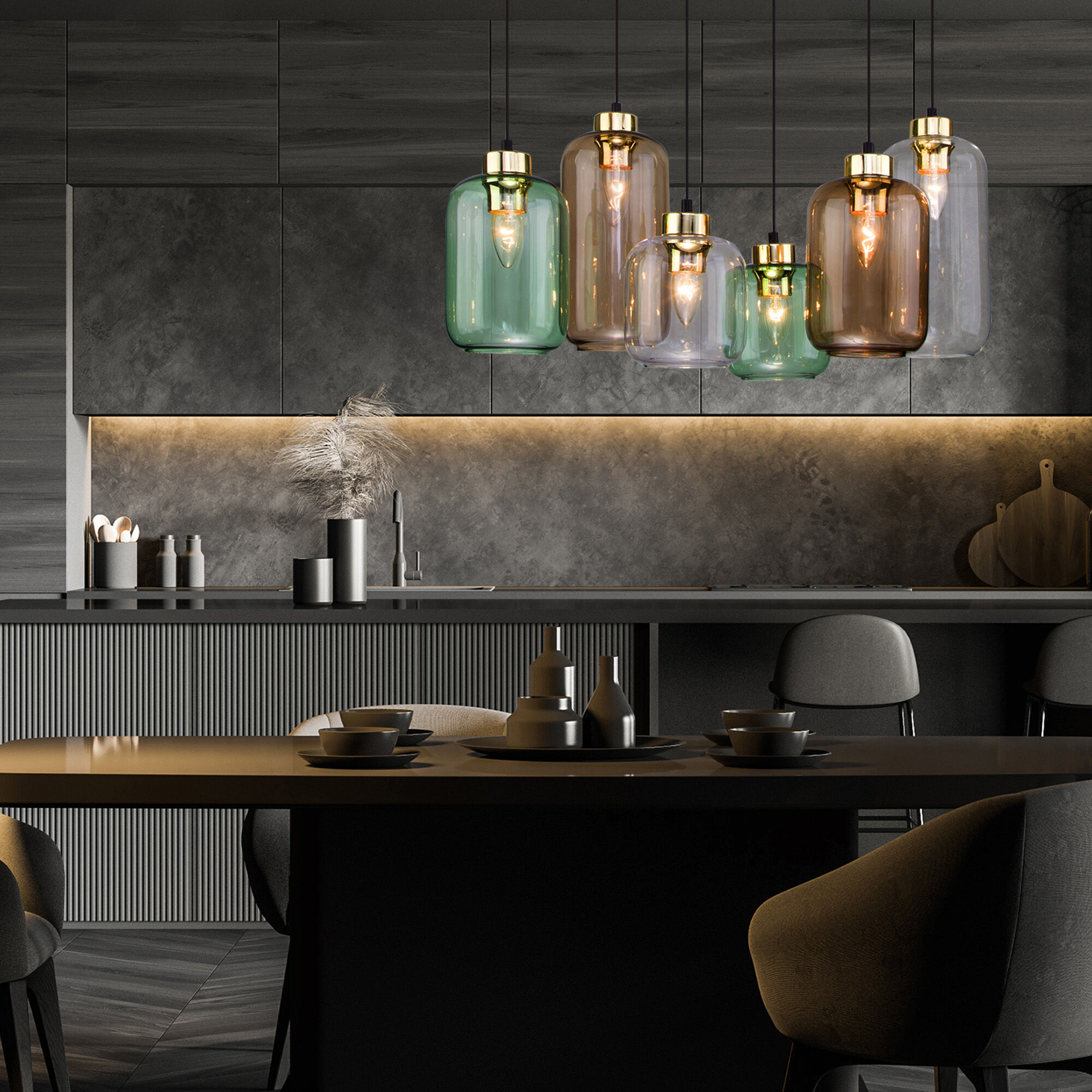 Подвесной светильник со стеклянными плафонами TK Lighting Marco 3328 Marco Green. Фото 3