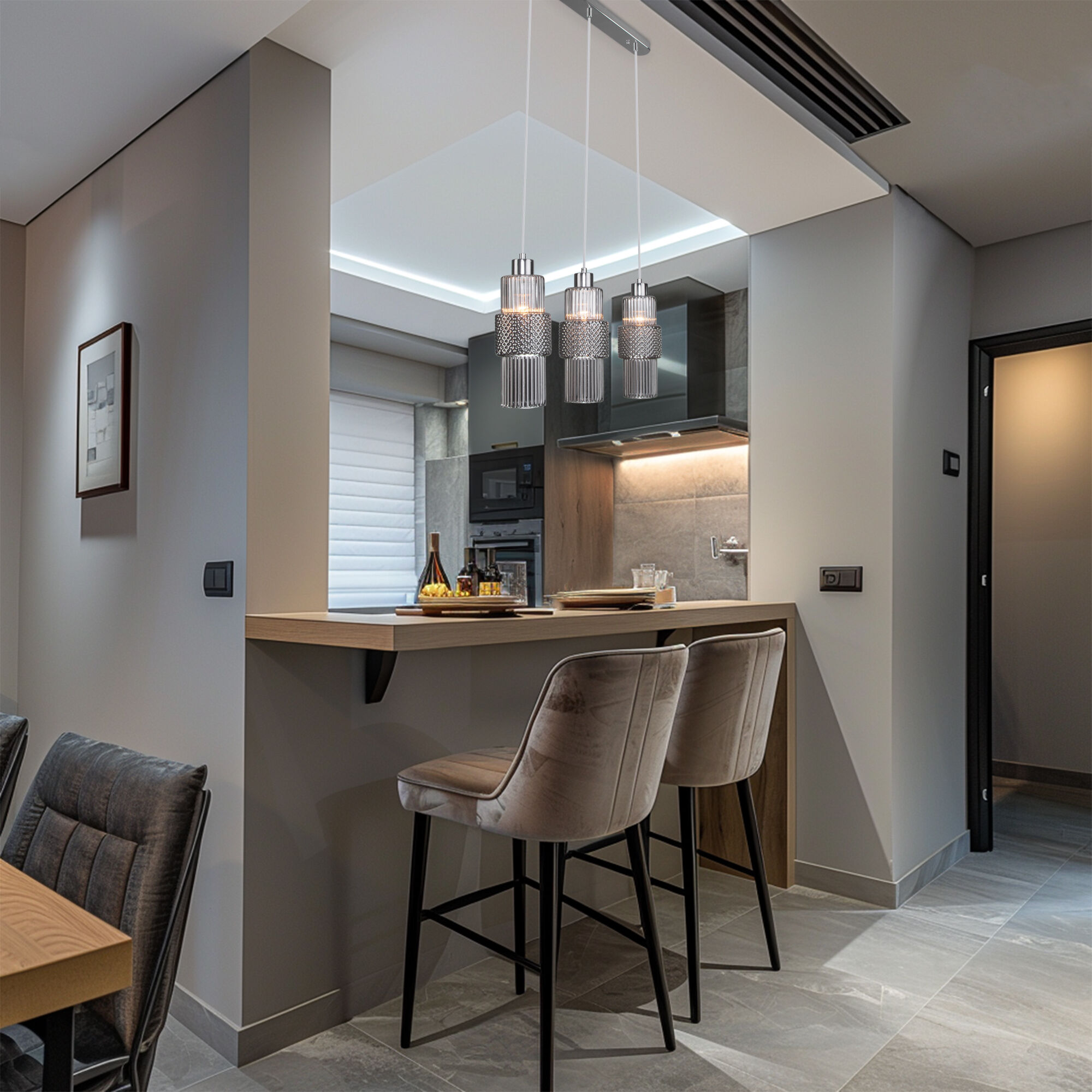 Подвесной светильник со стеклянными плафонами Eurosvet Soho 50209/3 хром. Фото 3