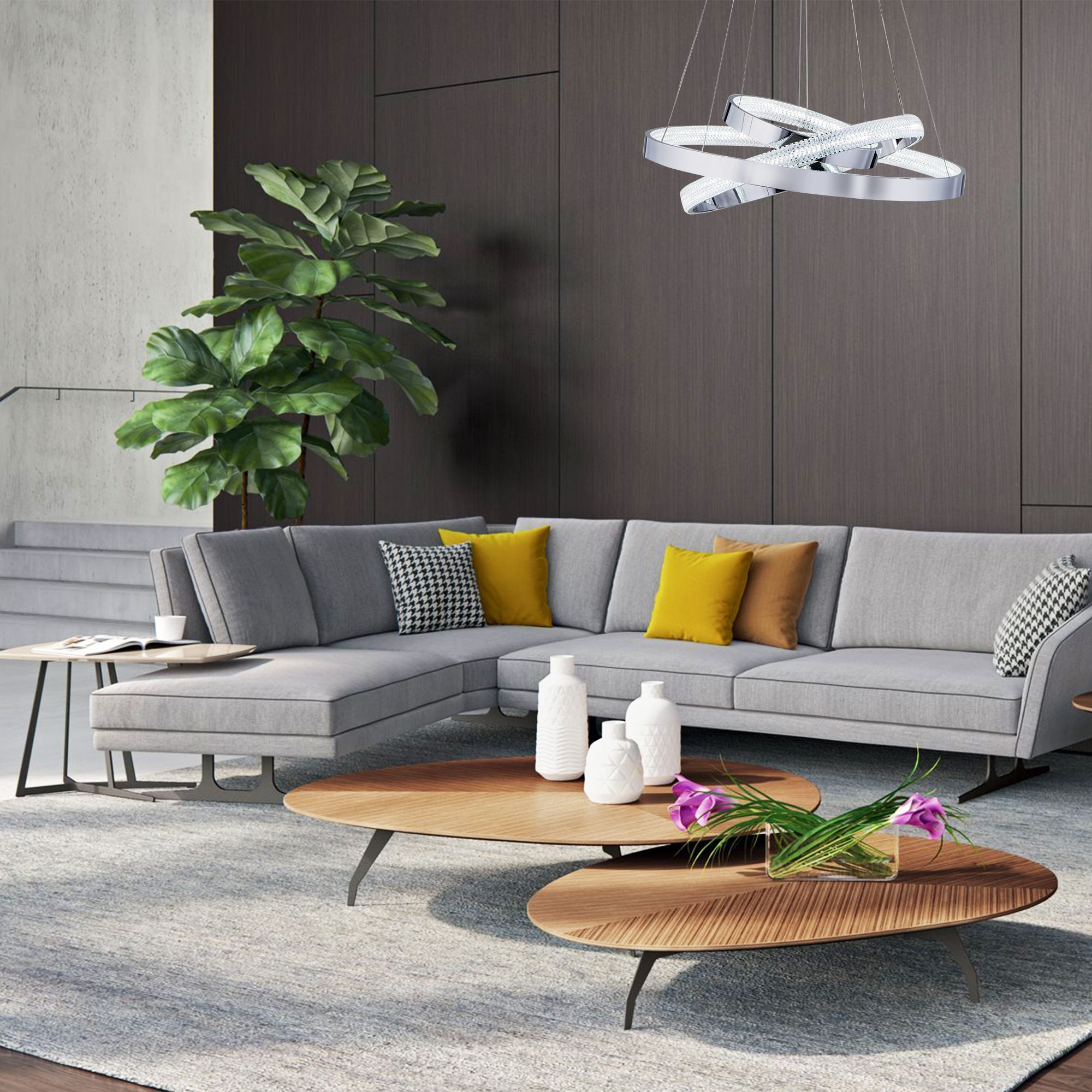 Подвесной светодиодный светильник с пультом управления Eurosvet Posh 90176/3 хром. Фото 3