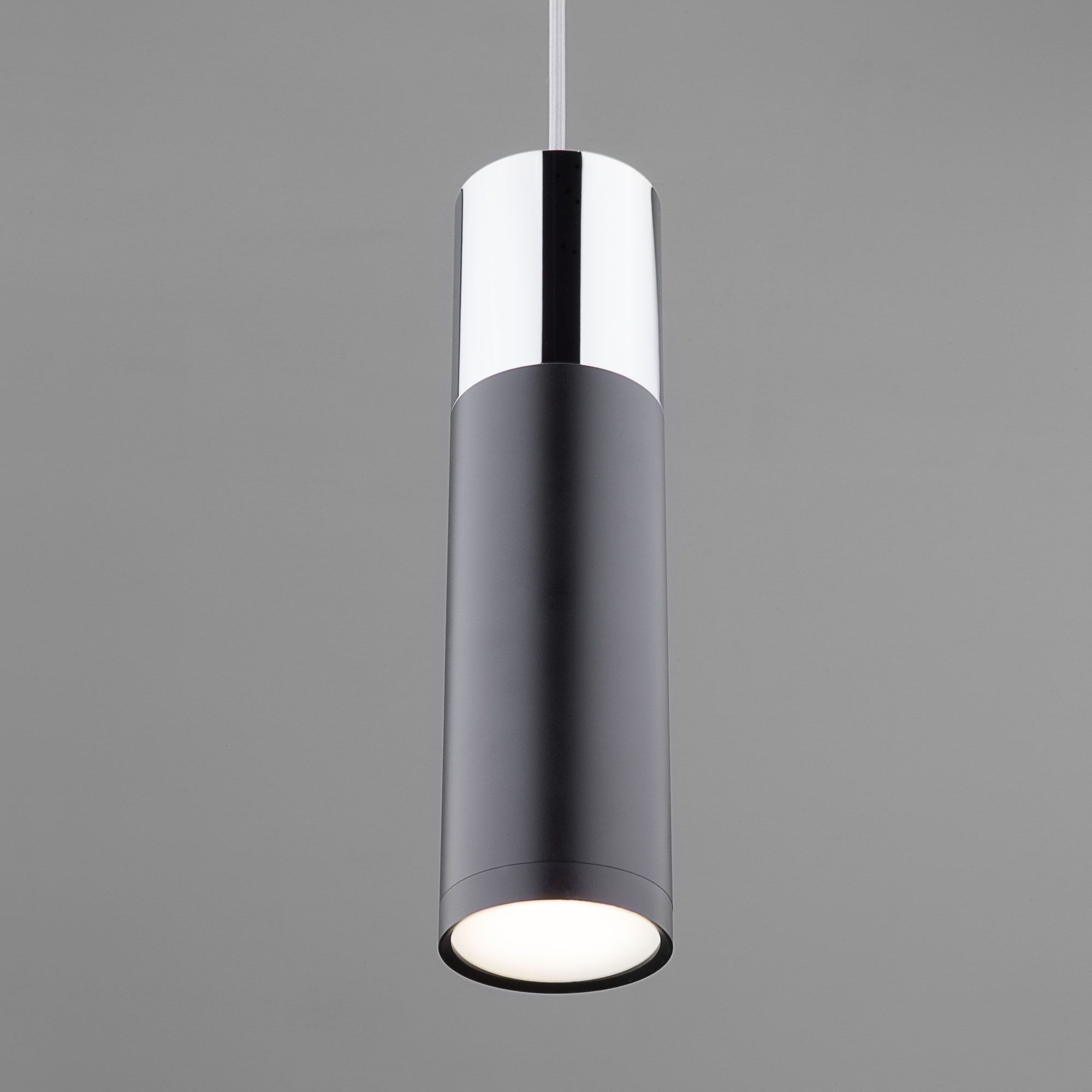LED светильник подвесной в стиле лофт Eurosvet Double Topper 50135/1 LED хром/черный. Фото 8