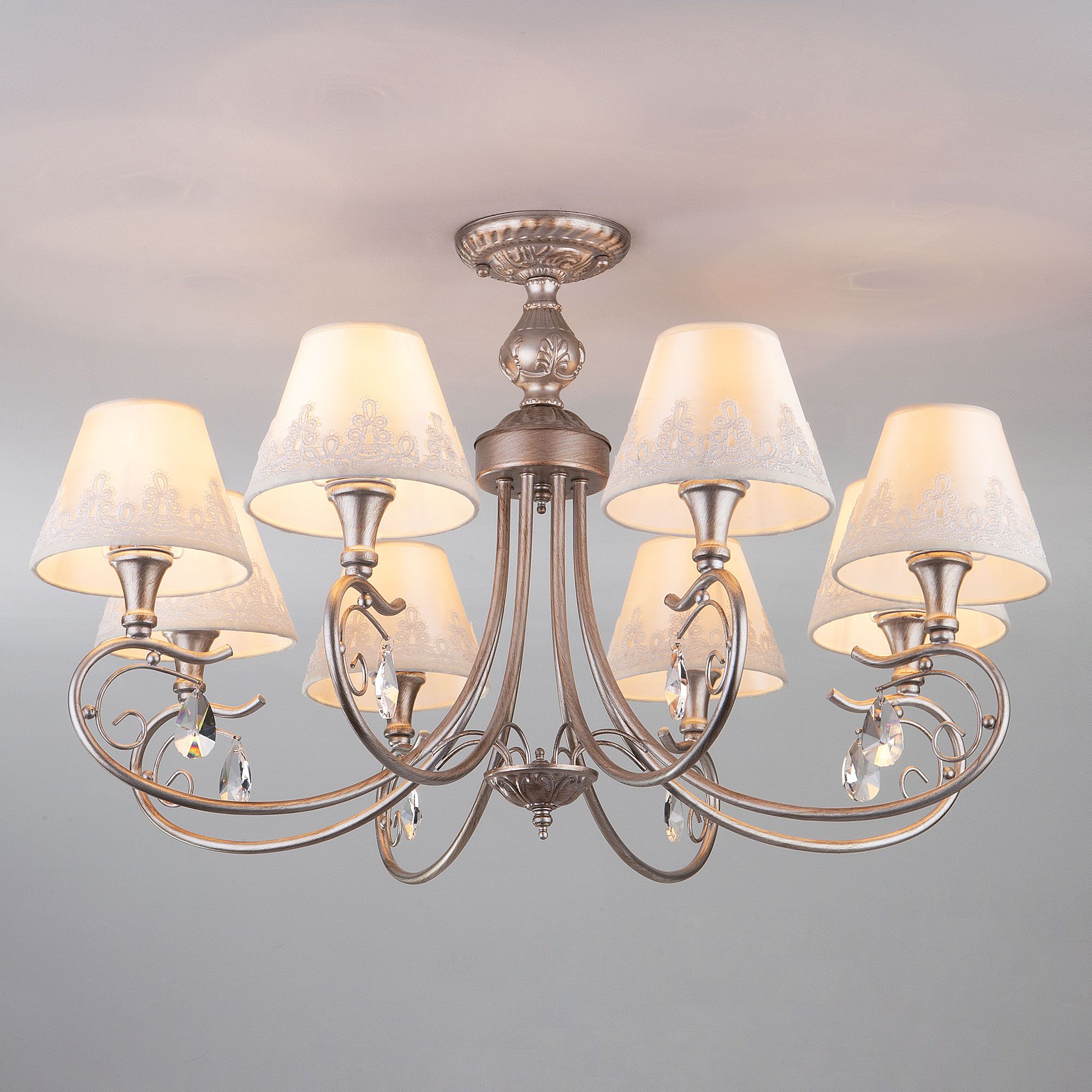 Классическая люстра с абажурами Eurosvet Incanto 60069/8 серебро. Фото 3