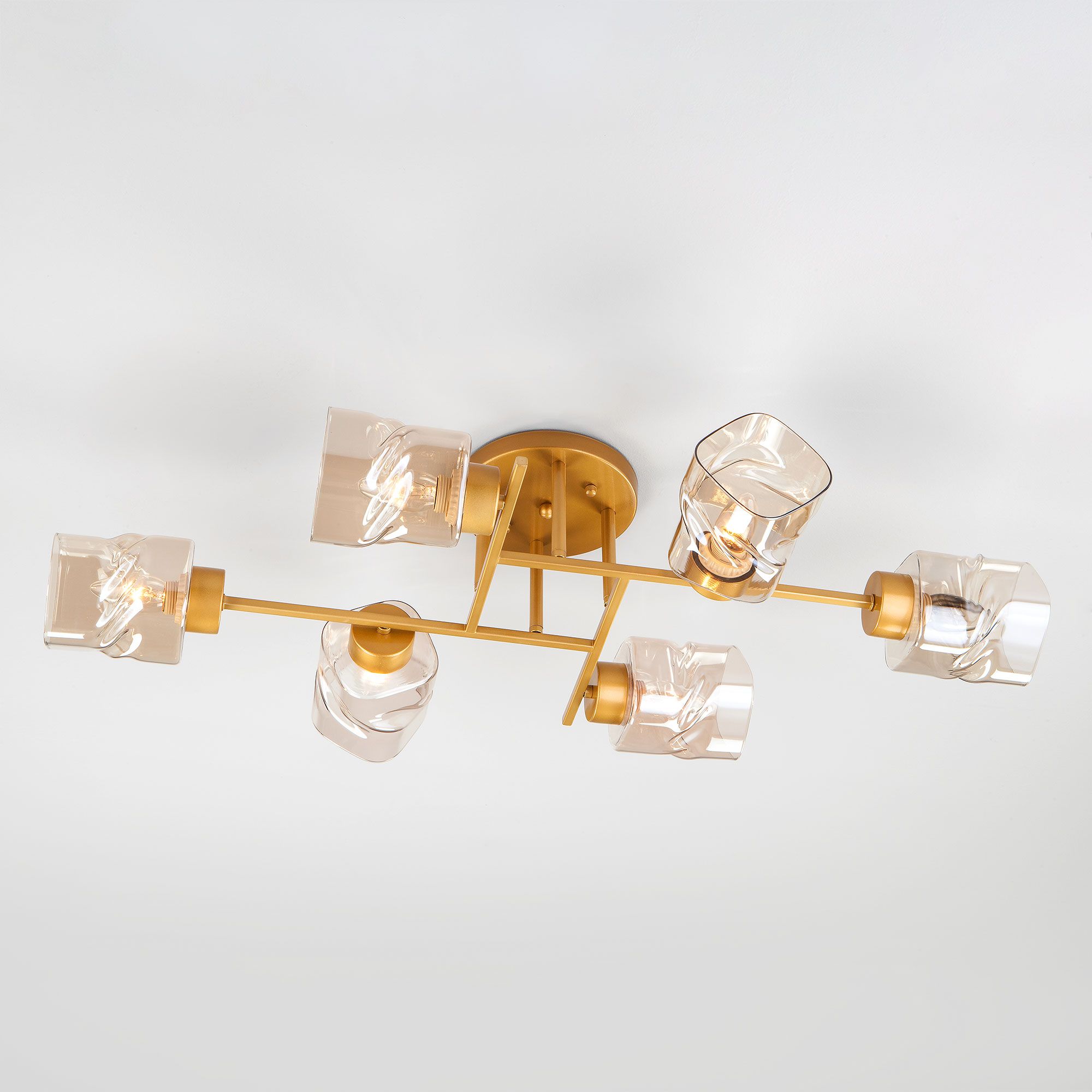 Потолочная люстра со стеклянными плафонами 30165/6 перламутровое золото