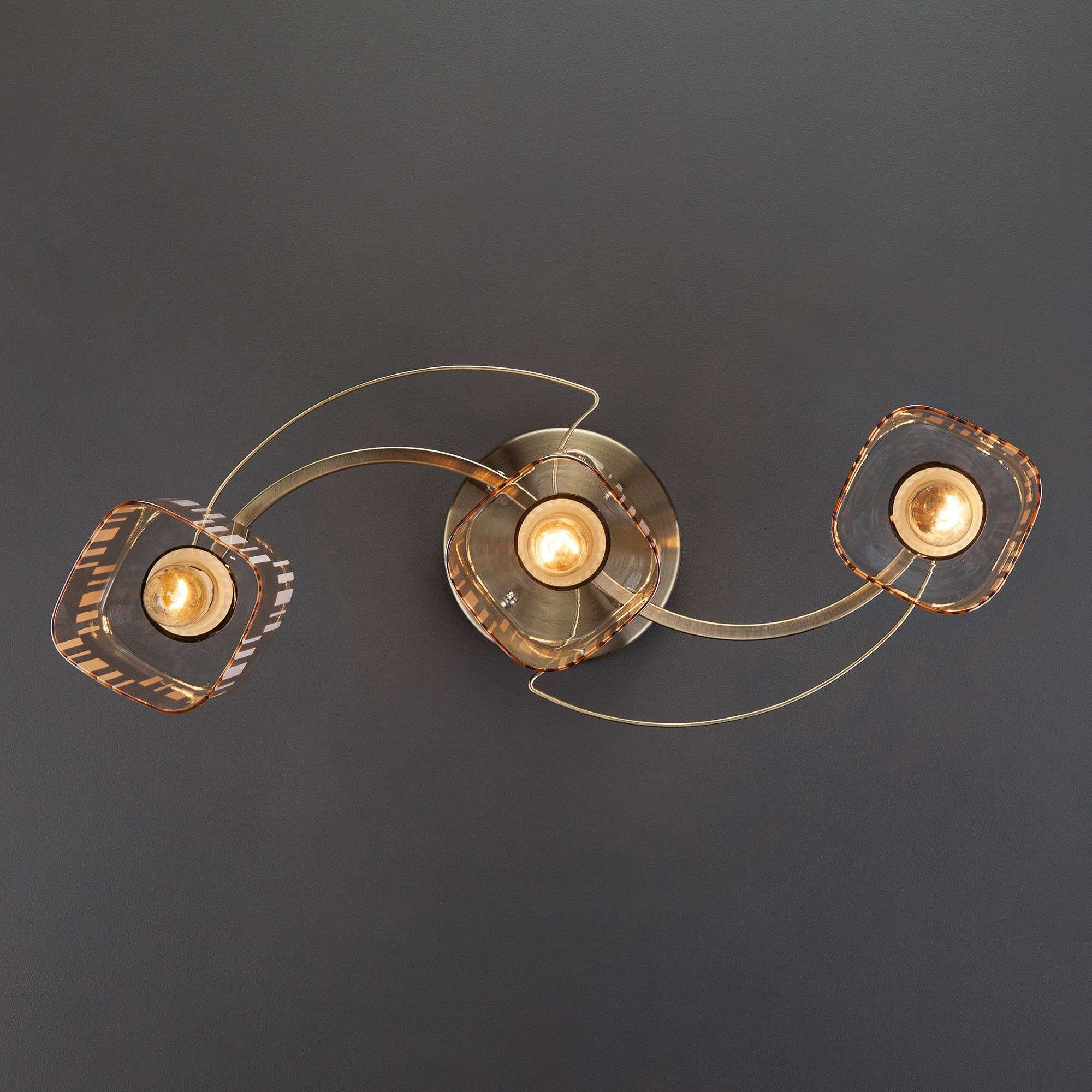 Потолочный светильник со стеклянными плафонами 30124/3 античная бронза