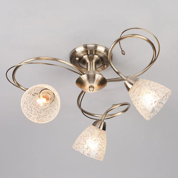 Потолочный светильник со стеклянными плафонами 30130/3 античная бронза