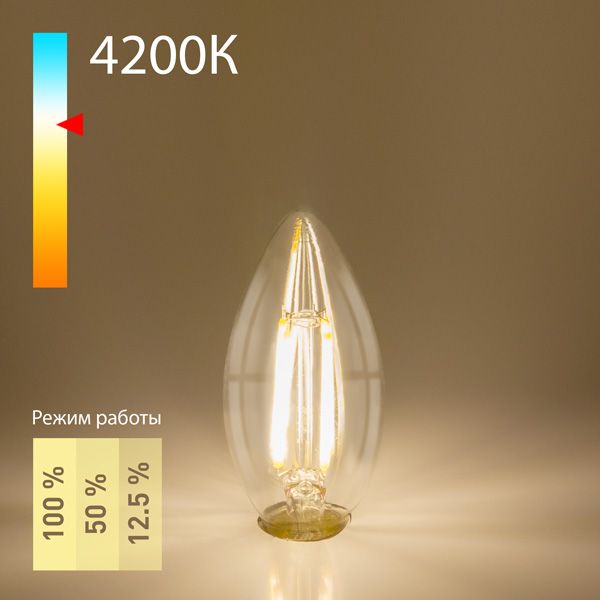 Филаментная светодиодная лампа "Свеча" Dimmable C35 5W 4200K E14 BL134. Превью 1