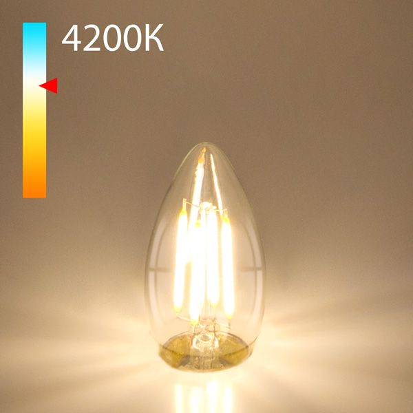Филаментная светодиодная лампа "Свеча" C35 9W 4200K E27 (C35 прозрачный) BLE2706. Превью 1