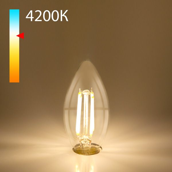 Филаментная светодиодная лампа "Свеча" С35 7W 4200K E14 (C35 прозрачный) BLE1412. Превью 1