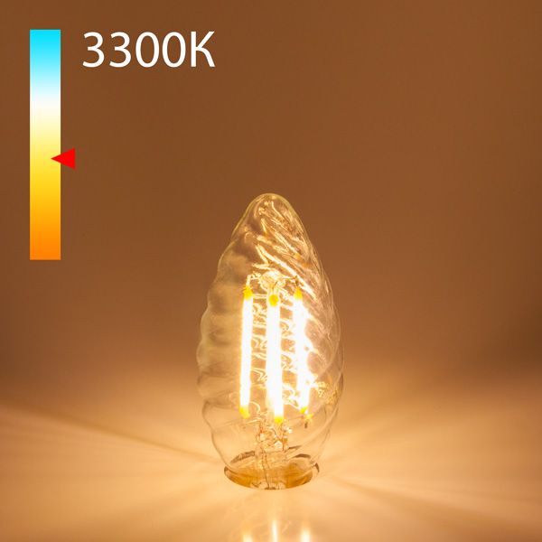 Филаментная светодиодная лампа "Свеча витая" CW35 7W 3300K E14 прозрачная BLE1413
