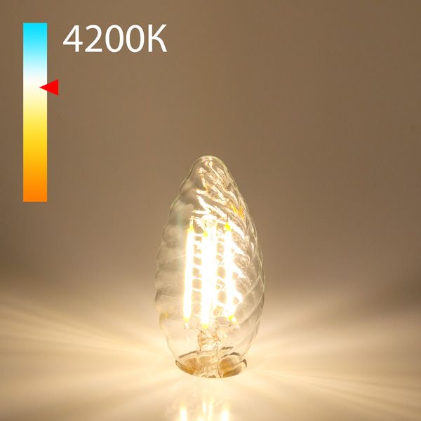 Филаментная светодиодная лампа "Свеча витая" CW35 7W 4200K E14 прозрачная BLE1414