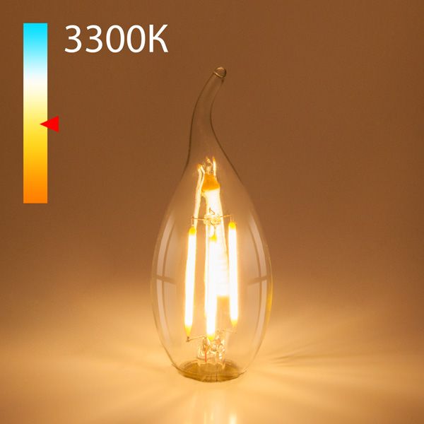Филаментная светодиодная лампа "Свеча на ветру" C35 9W 3300K E14 (CW35 прозрачный) BLE1428