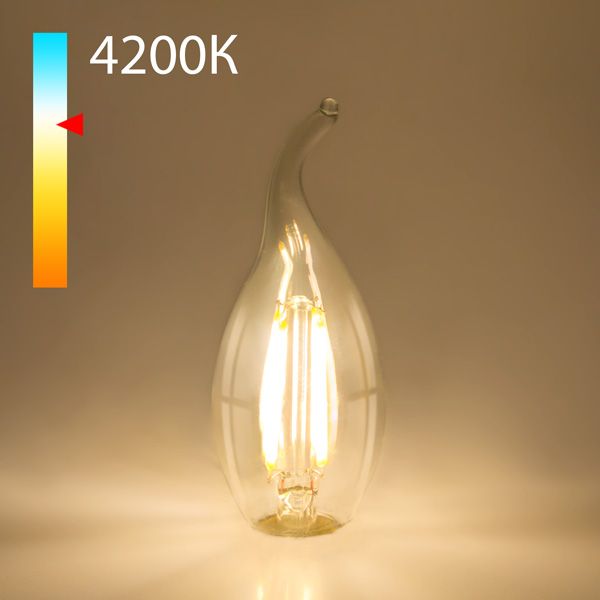 Филаментная светодиодная лампа "Свеча на ветру" C35 9W 4200K E14 (CW35 прозрачный) BLE1429