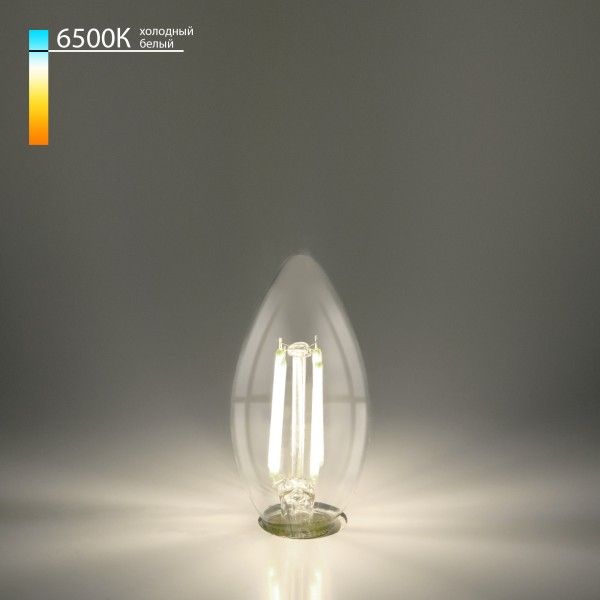 Филаментная светодиодная лампа "Свеча" C35 9W 6500K E27 прозрачная BLE2759. Превью 1