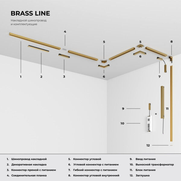 Brass Line Трековый светильник 10W 3000K латунь 85525/01