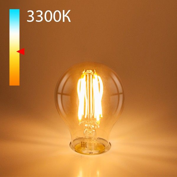 Филаментная светодиодная лампа А60 12W 3300K E27
