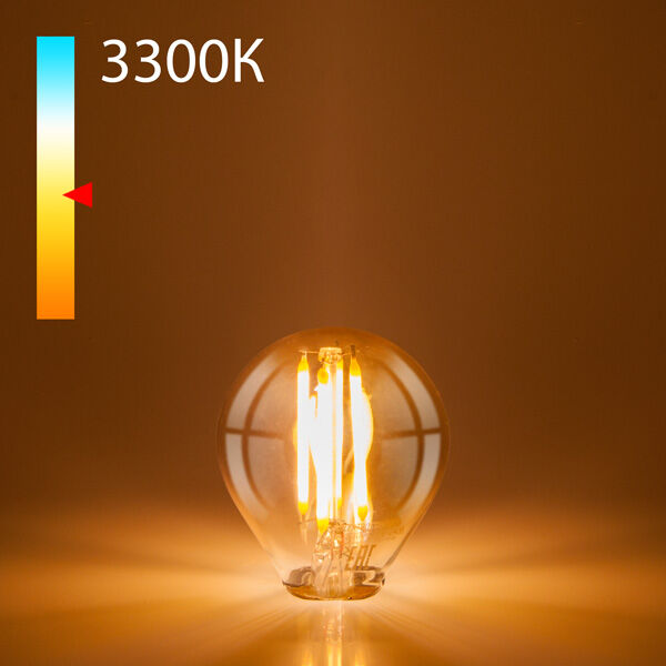 Филаментная светодиодная лампа G45 8 Вт 3300K E27 прозрачная