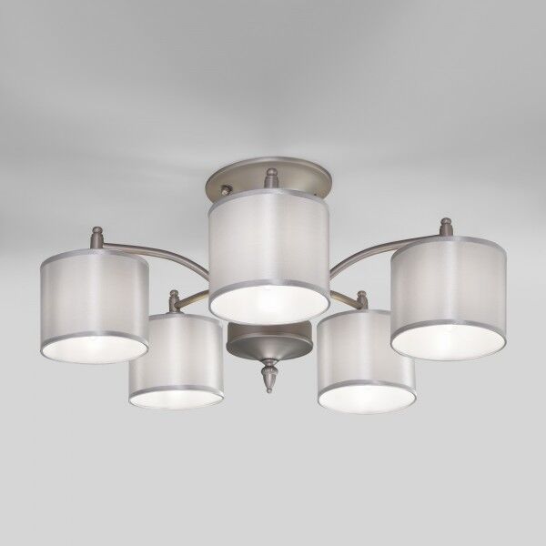 Люстра с атласными абажурами 60080/5 сатин-никель