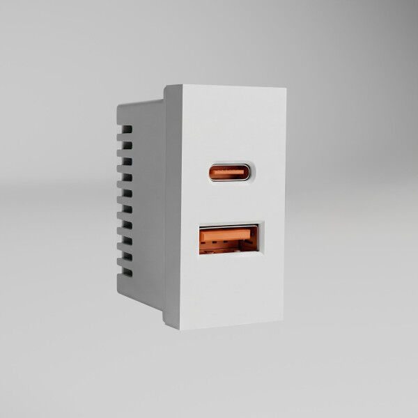 Модульная розетка USB тип A+C 45*22,5 белый