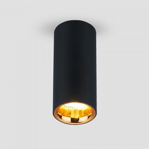 Накладной светодиодный светильник DLR030 12W 4200K черный матовый/золото. Превью 1