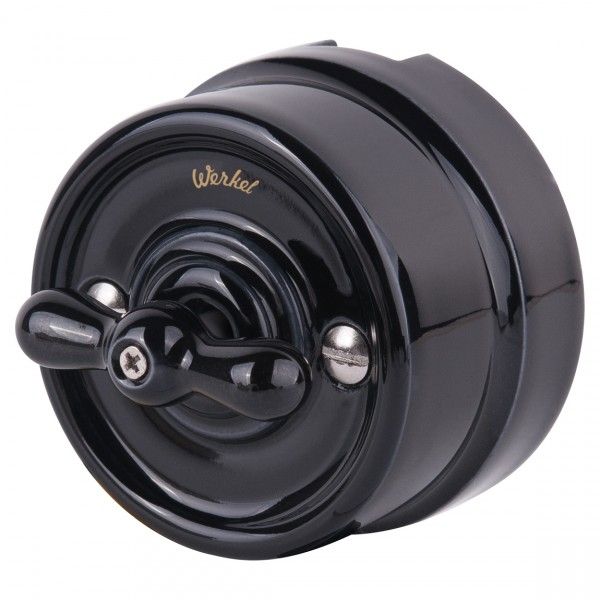 Переключатель/выключатель одноклавишный черный Ретро W5612008