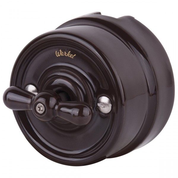 Переключатель/выключатель одноклавишный коричневый ретро