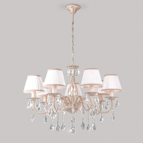 Подвесная люстра с хрусталем и абажурами