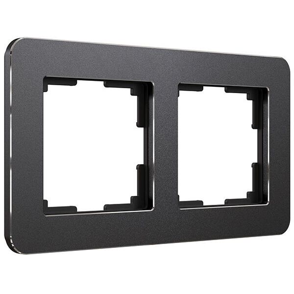 Рамка из металла на 2 поста Platinum черный