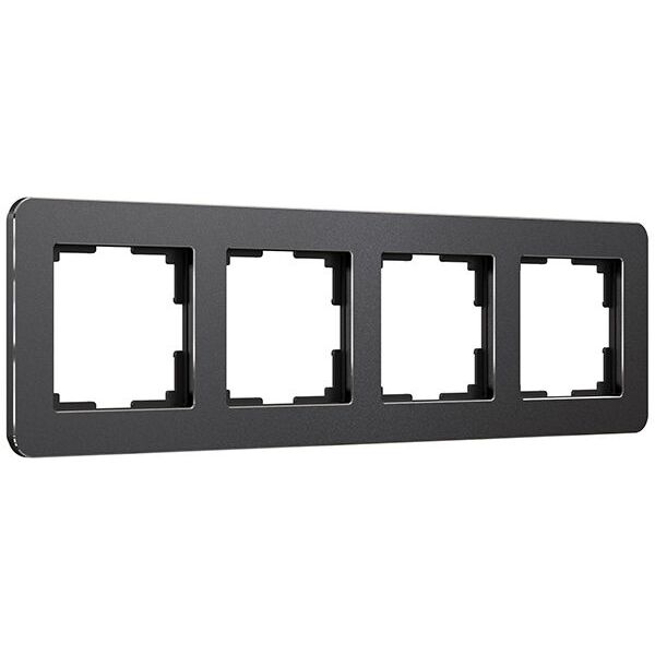 Рамка из металла на 4 поста Platinum черный алюминий