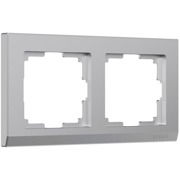 Рамка из пластика на 2 поста Stark серебряный W0021806