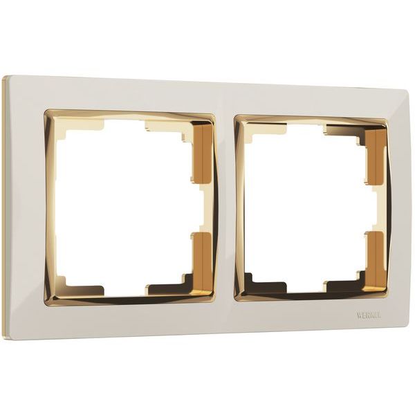 Рамка из поликарбоната на 2 поста Snabb слоновая кость/золото W0021932