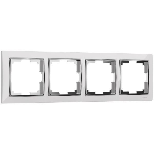 Рамка из поликарбоната на 4 поста Snabb белый/хром