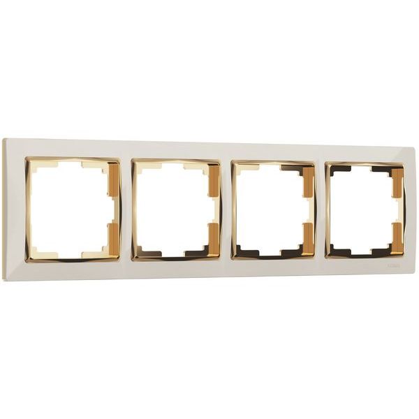 Рамка из поликарбоната на 4 поста Snabb слоновая кость/золото