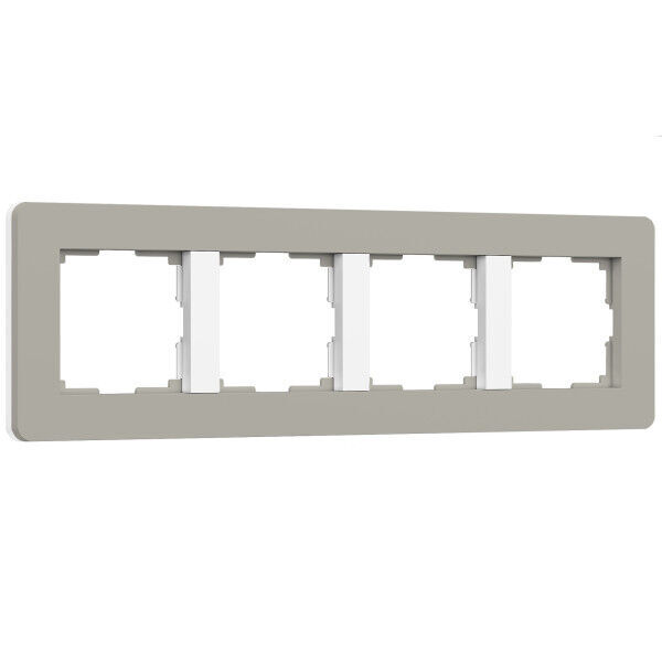 Рамка из поликарбоната на 4 поста Split дымчатый/белый, soft-touch W0043067