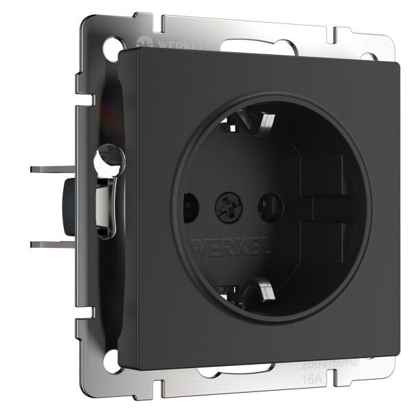 Розетка с заземлением (черный матовый) W1171008