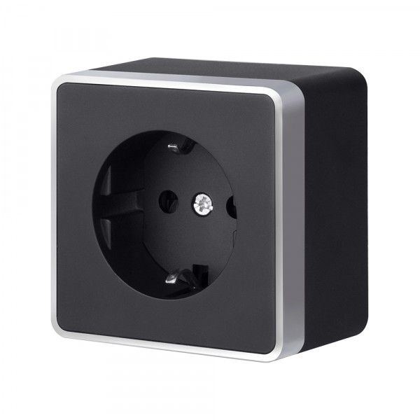 Розетка с заземлением Gallant черный с серебром W5071034