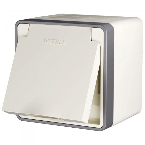 Розетка влагозащ. с зазем. с защит. крышкой и шторками Gallant слоновая кость W5071203