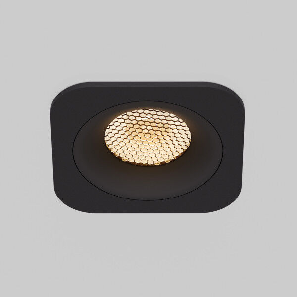 Светильник встраиваемый светодиодный с антибликовой решеткой Tetro 10W 3000K черный IP44