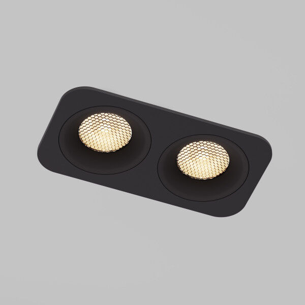 Светильник встраиваемый светодиодный с антибликовой решеткой Tetro 20W 3000K черный IP44