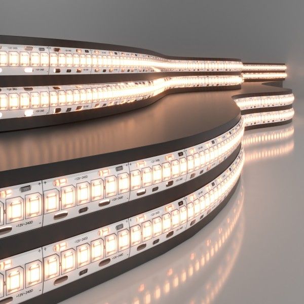 Светодиодная лента 12&nbsp;В 16&nbsp;Вт/м 240 Led/м 2835 IP65, теплый белый 3300K, 5 м Лента светодиодная 12V 16W 240Led 2835 IP65 тёплый белый, 5м