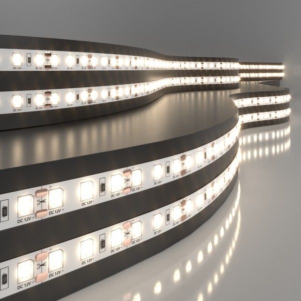 Светодиодная лента 12&nbsp;В 9,6&nbsp;Вт/м 120 Led/м 2835 IP20, теплый белый 3300К, 5 м Лента светодиодная 12V 9,6W 120Led 2835 IP20 теплый белый, 5м